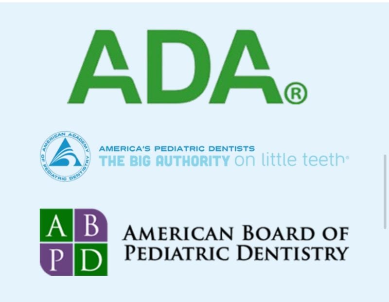 ADA logo with pediatric dental associations &mdash; America&rsquo;s Pediatric Dentists and American Board of Pediatric Dentistry